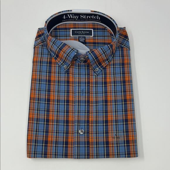 Club Room Other - Club Room Slim Fit Long Sleeve Button Down - Blue/Orange - Large - NWT